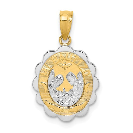 14KT Two-tone W/Rhodium Baptism Pendant