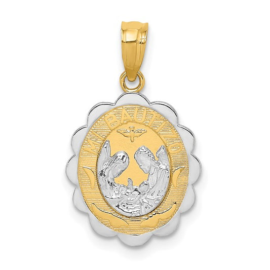 14KT Two-tone W/Rhodium Baptism Pendant