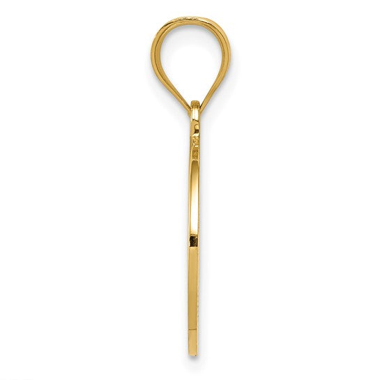 14KT Yellow Gold Reversible Cross and GOD BLESS Charm