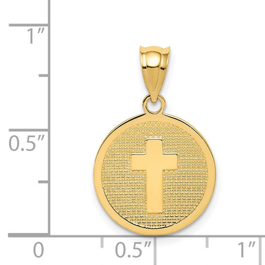 14KT Yellow Gold Reversible Cross and GOD BLESS Charm