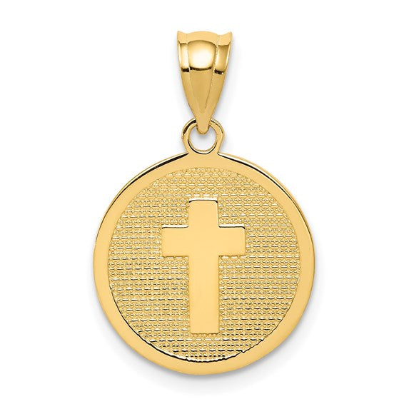 14KT Yellow Gold Reversible Cross and GOD BLESS Charm