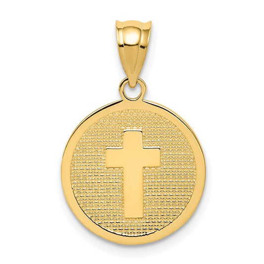 14KT Yellow Gold Reversible Cross and GOD BLESS Charm