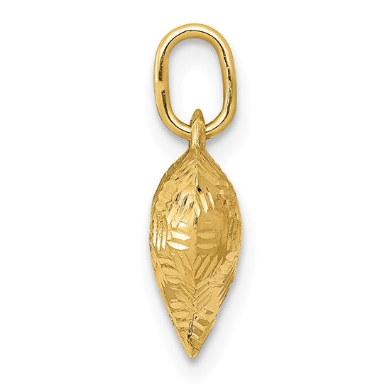 14KT Yellow Gold Polished Basket Weave Pattern 3-D Heart Pendant
