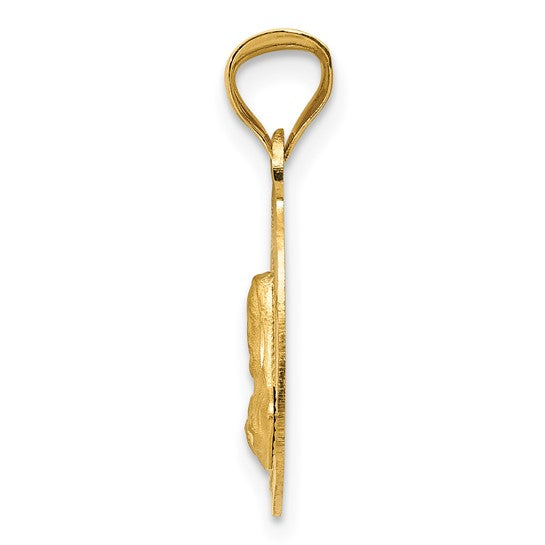 14kt Yellow Gold Polished D/C Sagrado Corazon Oval Pendant