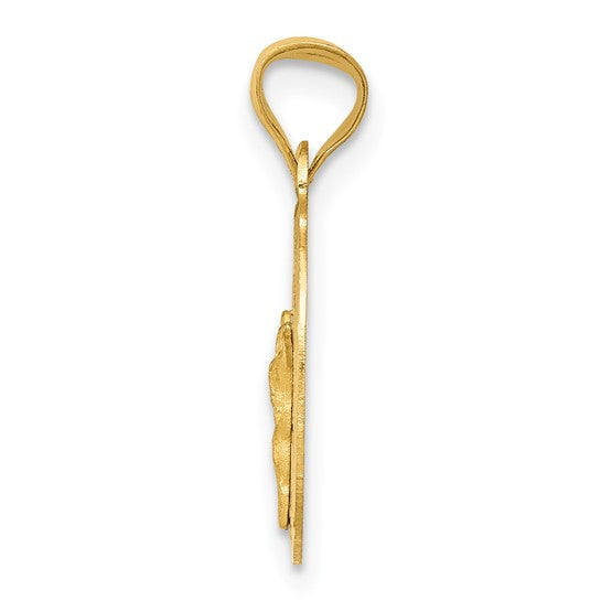 14KT Yellow Gold Polished D/C Corpus Oval Pendant
