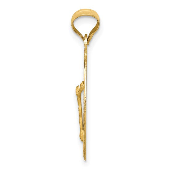 14KT Yellow Gold Polished D/C Corpus Oval Pendant