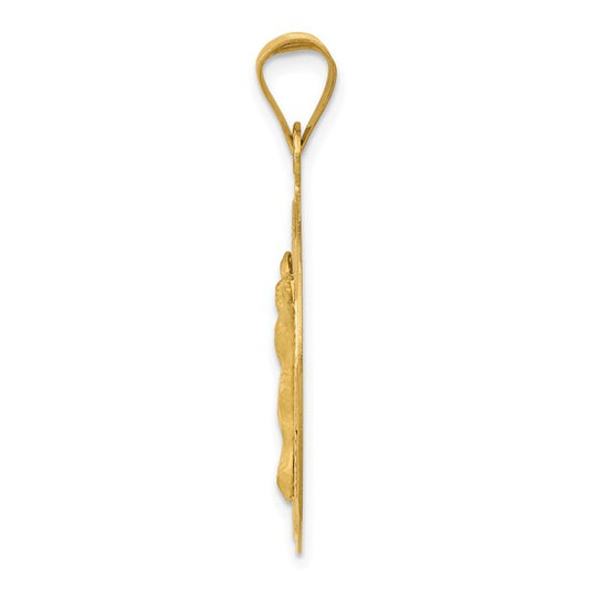 14KT Yellow Gold Polished D/C Corpus Circle Pendant