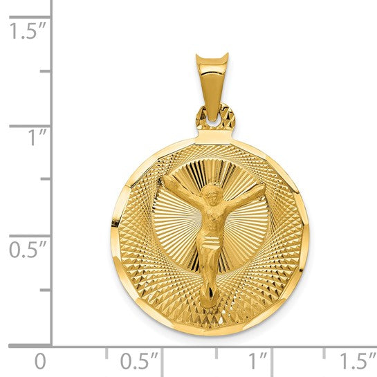 14KT Yellow Gold Polished D/C Corpus Circle Pendant