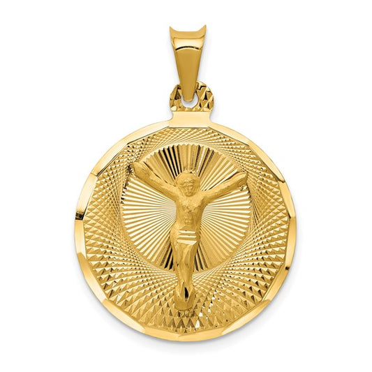 14KT Yellow Gold Polished D/C Corpus Circle Pendant