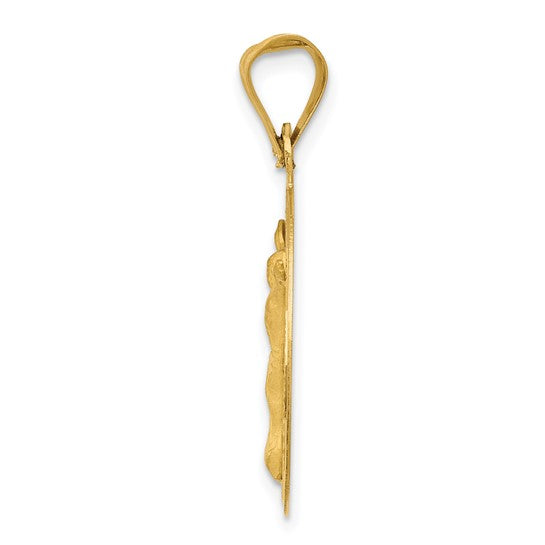 14KT Yellow Gold Polished D/C Corpus Circle Pendant