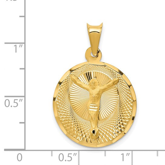 14KT Yellow Gold Polished D/C Corpus Circle Pendant
