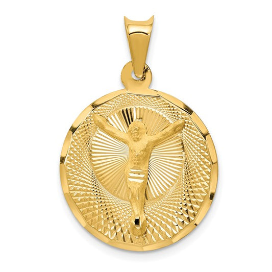 14KT Yellow Gold Polished D/C Corpus Circle Pendant