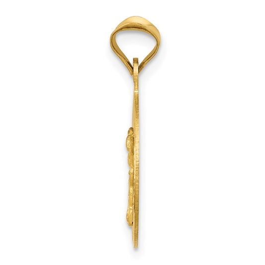 14KT Yellow Gold Polished D/C Corpus Circle Pendant