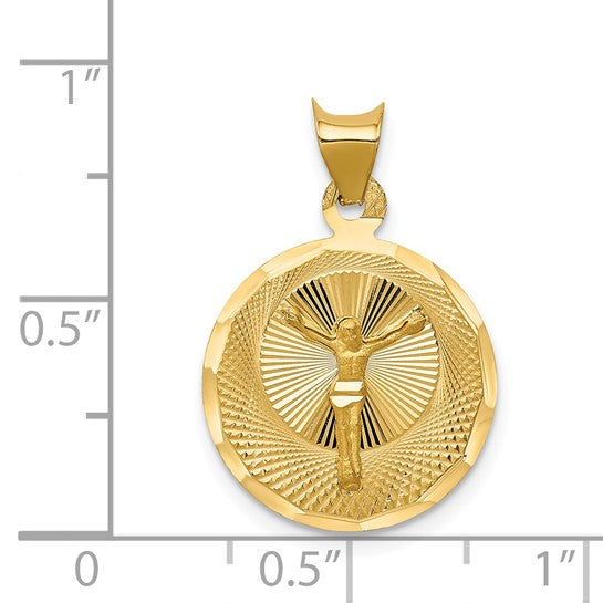 14KT Yellow Gold Polished D/C Corpus Circle Pendant
