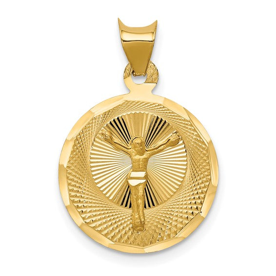 14KT Yellow Gold Polished D/C Corpus Circle Pendant