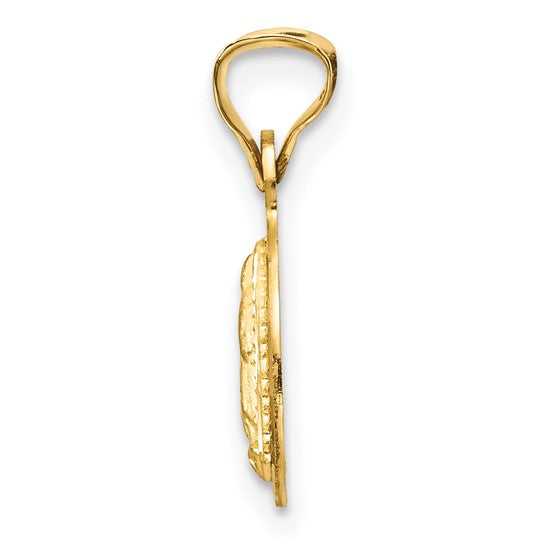 14KT Yellow Gold w/Rhodium Polished D/C Lady Of Guadalupe Circle Pendant