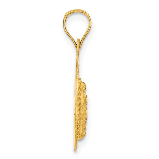 14KT Yellow Gold Polished D/C Lady Of Guadalupe Circle Pendant