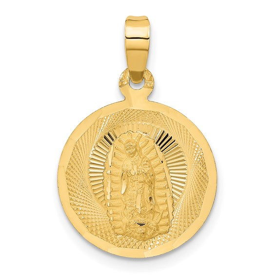 14KT Yellow Gold Polished D/C Lady Of Guadalupe Circle Pendant