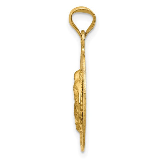 14KT Yellow Gold Polished D/C Lady Of Guadalupe Oval Pendant