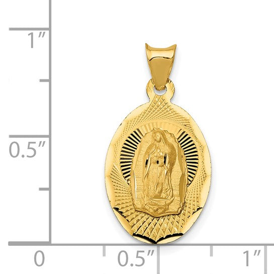 14KT Yellow Gold Polished D/C Lady Of Guadalupe Oval Pendant