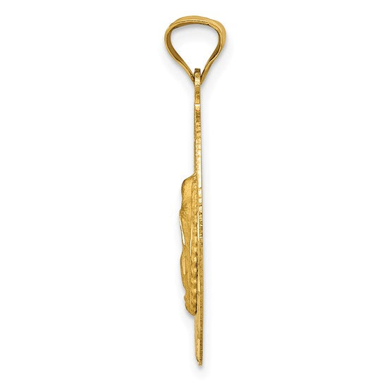 14KT Yellow Gold Polished D/C  Lady Of Guadalupe Oval Pendant