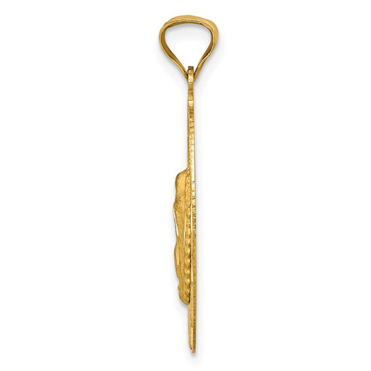 14KT Yellow Gold Polished D/C  Lady Of Guadalupe Oval Pendant