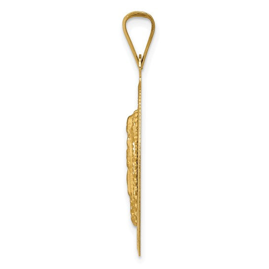 14kt Yellow Gold Polished D/C  Lady Of Guadalupe Oval Pendant