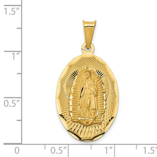 14kt Yellow Gold Polished D/C  Lady Of Guadalupe Oval Pendant