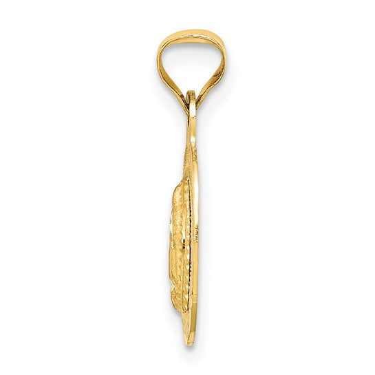 14kt Yellow Gold w/Rhodium D/C Lady Of Guadalupe Oval Pendant