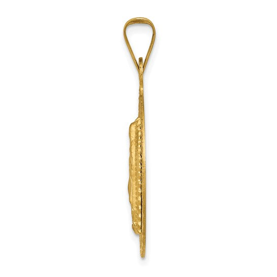 14kt Yellow Gold w/Rhodium Polished D/C Lady Of Guadalupe Circle Pendant