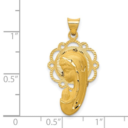 14kt Yellow Gold Satin and Polished Mary Pendant