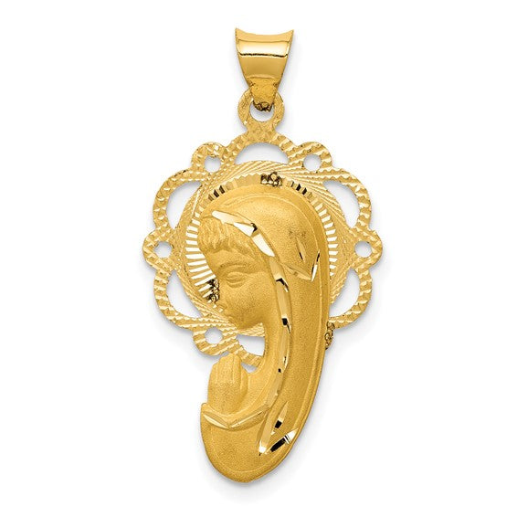 14kt Yellow Gold Satin and Polished Mary Pendant