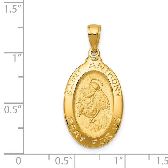 14kt Yellow Gold Saint Anthony Oval Medal Hollow Pendant