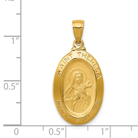 14kt Yellow Gold Saint Theresa Oval Medal Pendant