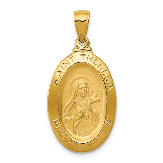 14kt Yellow Gold Saint Theresa Oval Medal Pendant