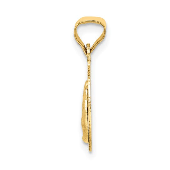 14kt Yellow Gold w/Rose and White Rhodium D/C  Baptism Pendant