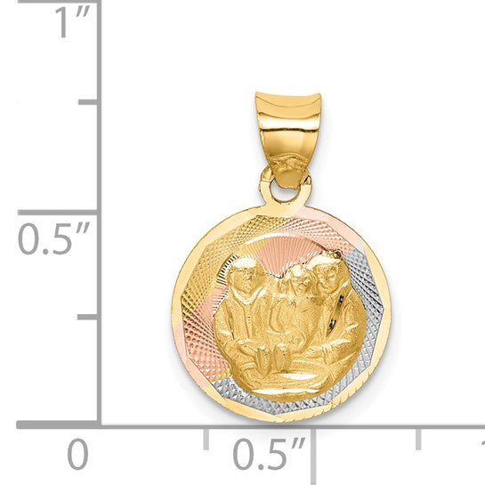 14kt Yellow Gold w/Rose and White Rhodium D/C  Baptism Pendant