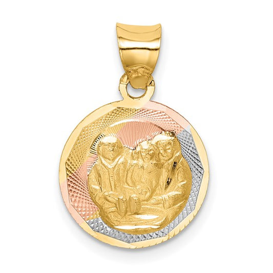 14kt Yellow Gold w/Rose and White Rhodium D/C  Baptism Pendant