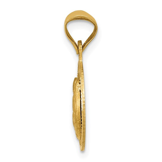 14kt Yellow Gold Polished and D/C Baptism Circle Pendant