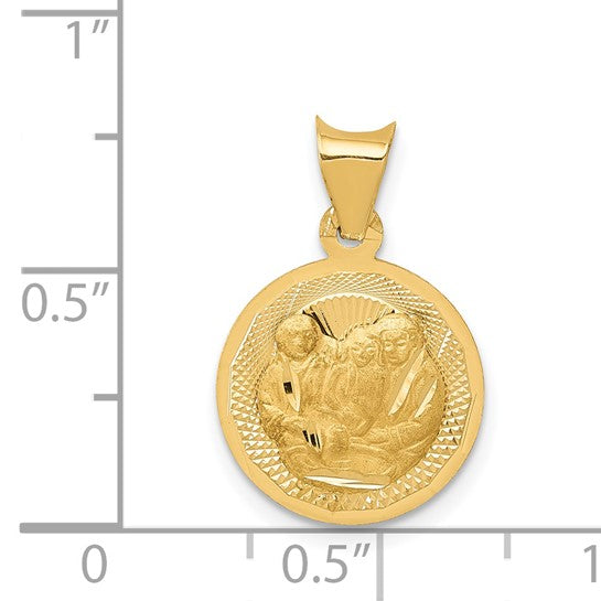 14kt Yellow Gold Polished and D/C Baptism Circle Pendant