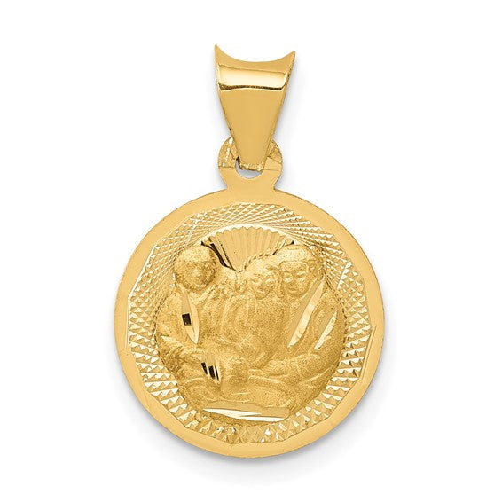 14kt Yellow Gold Polished and D/C Baptism Circle Pendant
