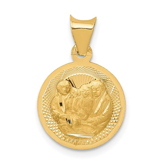 14kt Yellow Gold Polished and D/C Baptism Circle Pendant