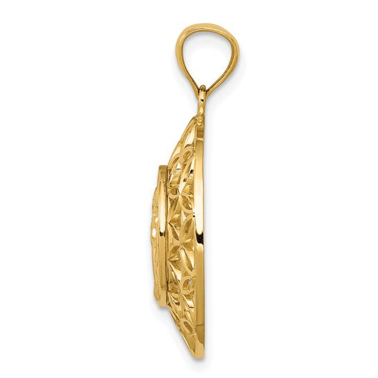 14kt Yellow Gold Polished Angel D/C Medal Pendant