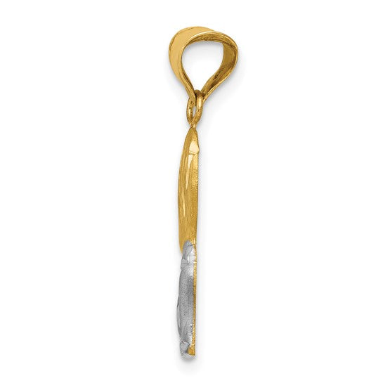 14KT Yellow Gold W/Rhodium D/C Boy Communion Semi-solid Pendant