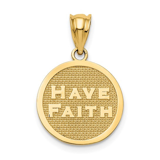 14kt Yellow Gold Polished Reversible Have Faith/Footprints Pendant
