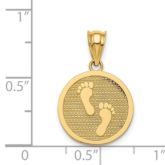 14kt Yellow Gold Polished Reversible Have Faith/Footprints Pendant