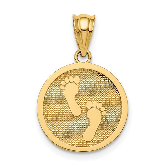 14kt Yellow Gold Polished Reversible Have Faith/Footprints Pendant