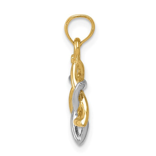 14kt Two-tone Polished Star of David Pendant