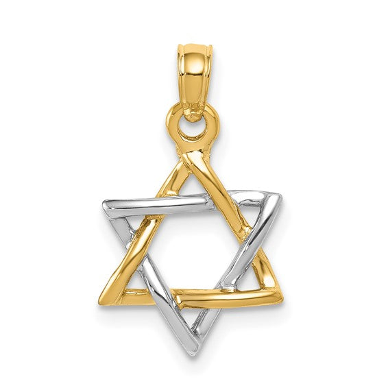 14kt Two-tone Polished Star of David Pendant