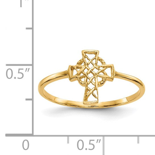 14kt Yellow Gold Polished Celtic Cross Ring